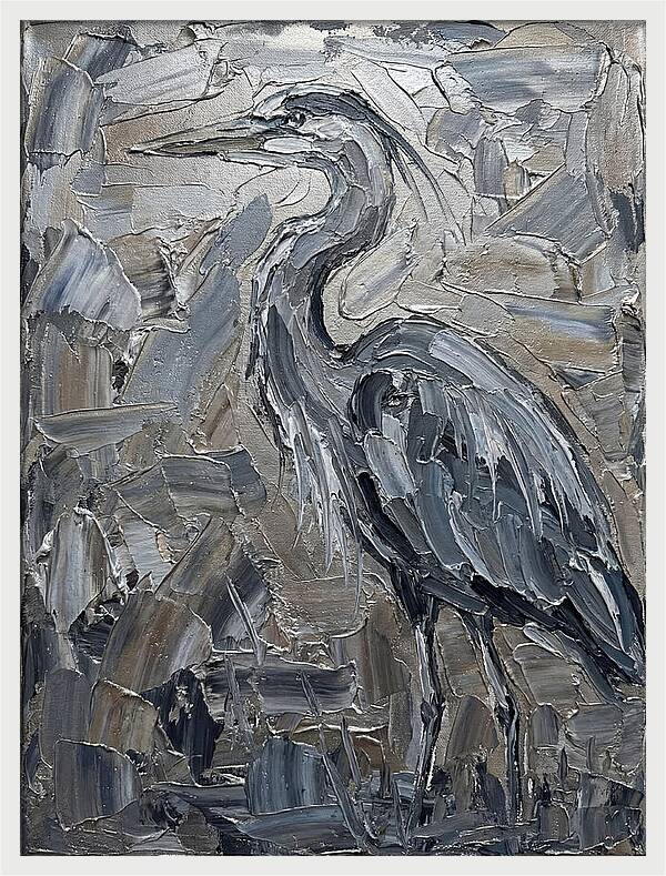 Heron In Monochrome Tones