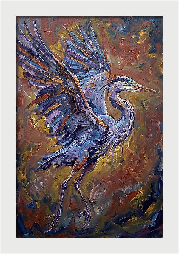 Heron In Vibrant Flight