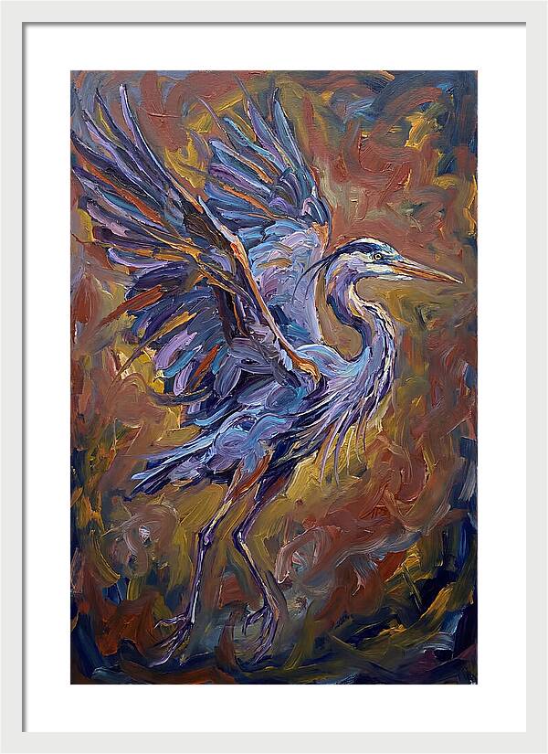 Heron In Vibrant Flight