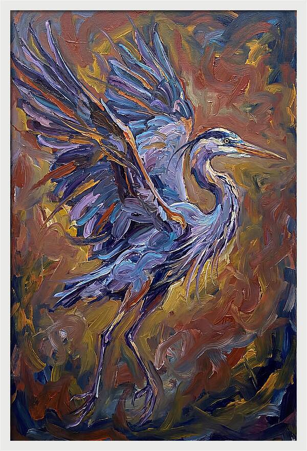 Heron In Vibrant Flight