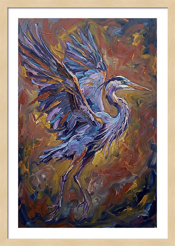 Heron In Vibrant Flight