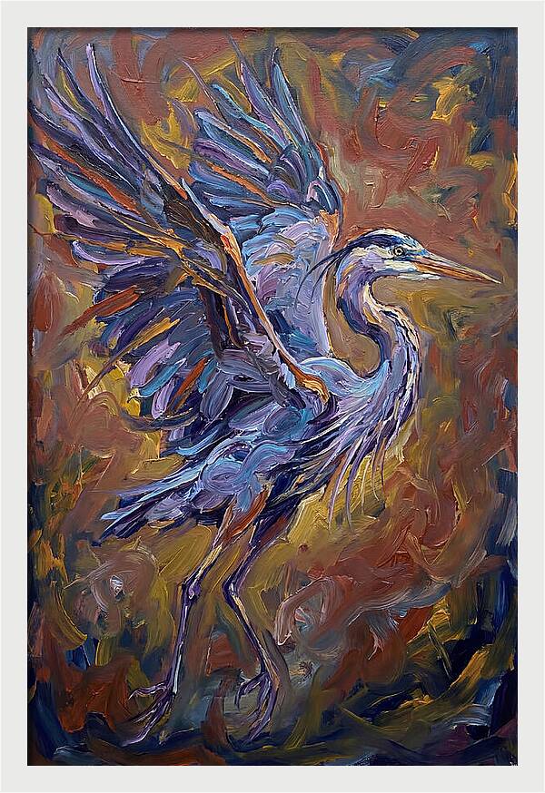 Heron In Vibrant Flight