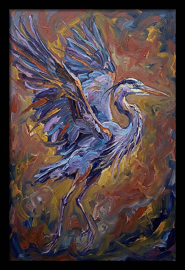 Heron In Vibrant Flight