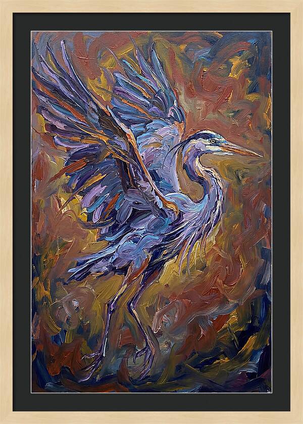 Heron In Vibrant Flight