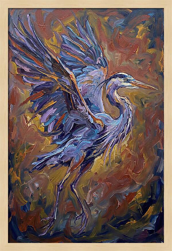 Heron In Vibrant Flight