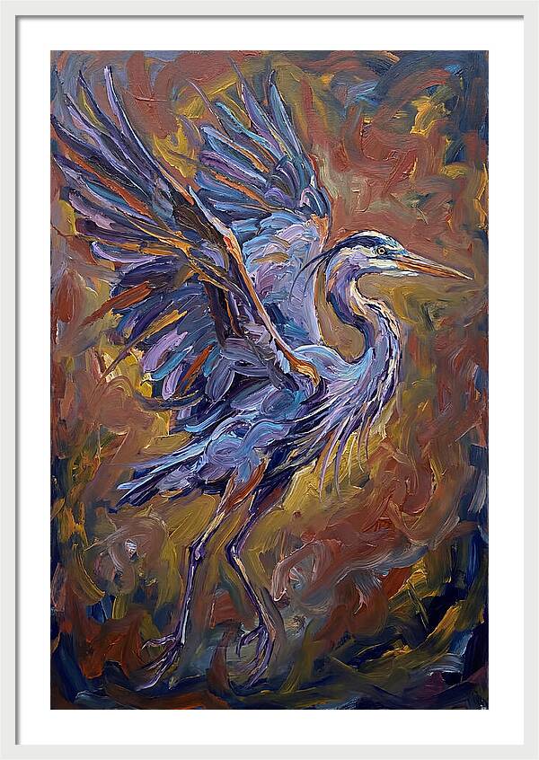 Heron In Vibrant Flight