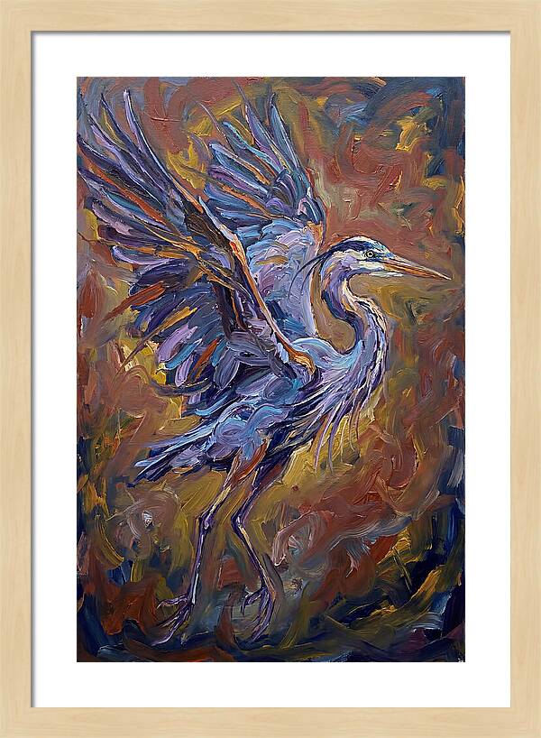 Heron In Vibrant Flight