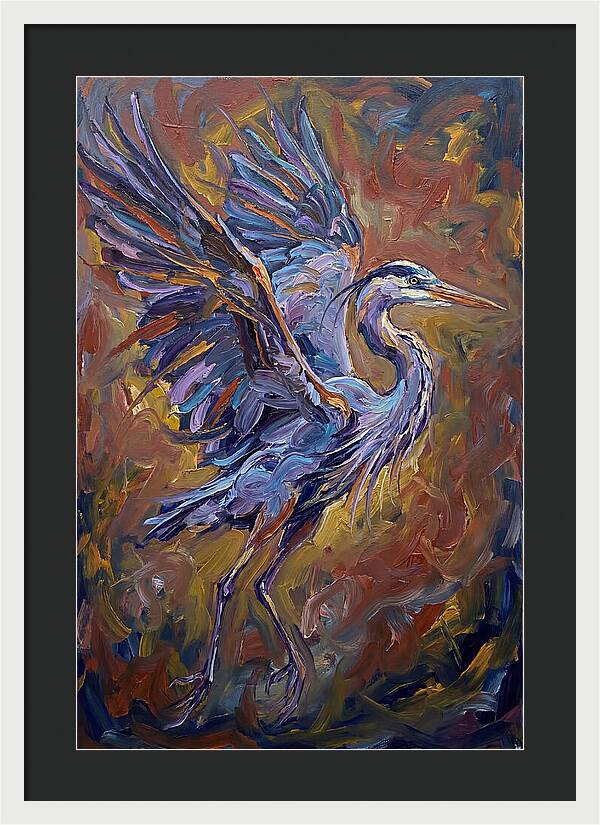 Heron In Vibrant Flight