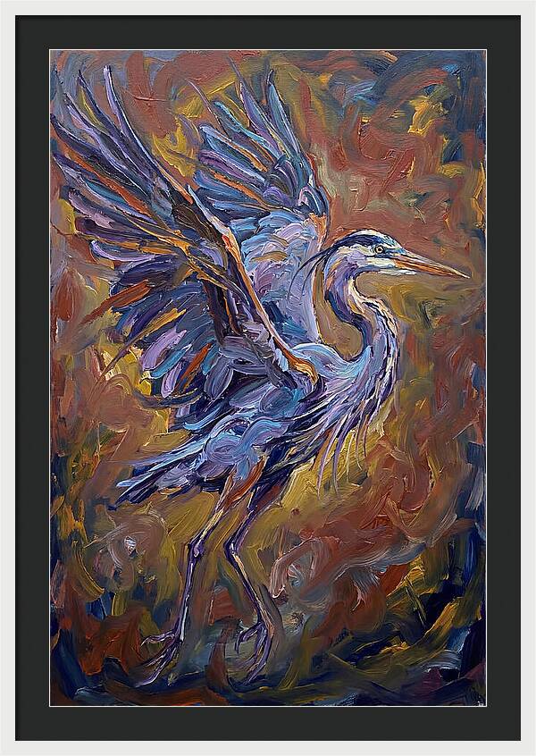 Heron In Vibrant Flight