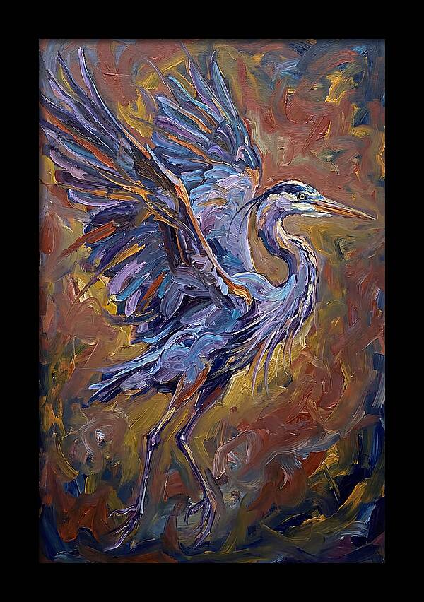 Heron In Vibrant Flight