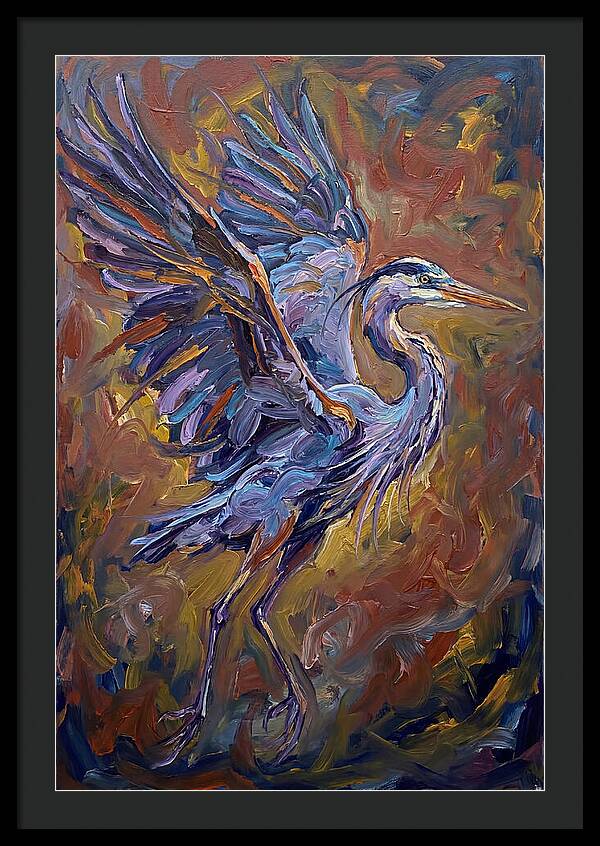 Heron In Vibrant Flight
