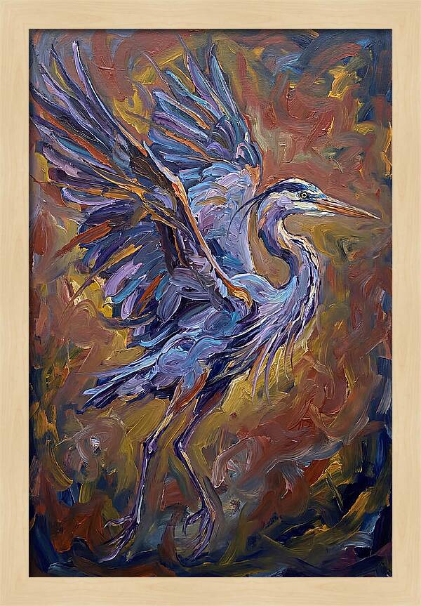 Heron In Vibrant Flight