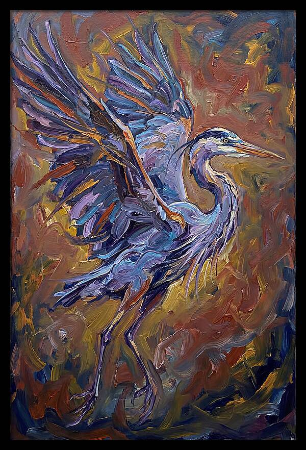 Heron In Vibrant Flight
