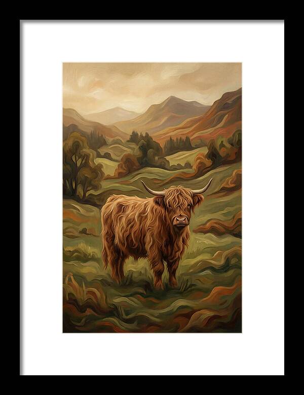 Highland Cow In Serene Landscape
