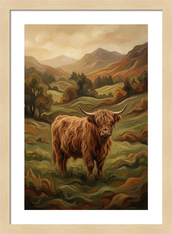 Highland Cow In Serene Landscape