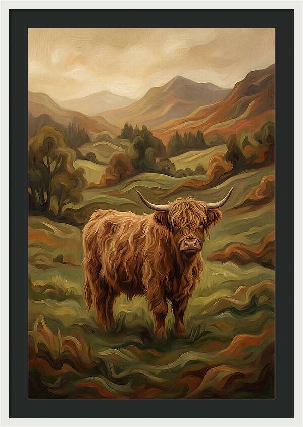Highland Cow In Serene Landscape