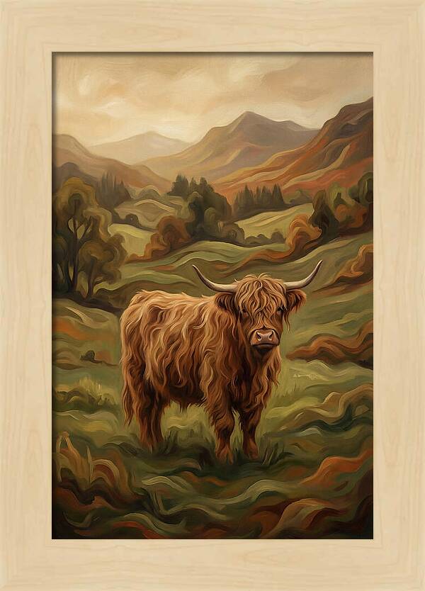 Highland Cow In Serene Landscape