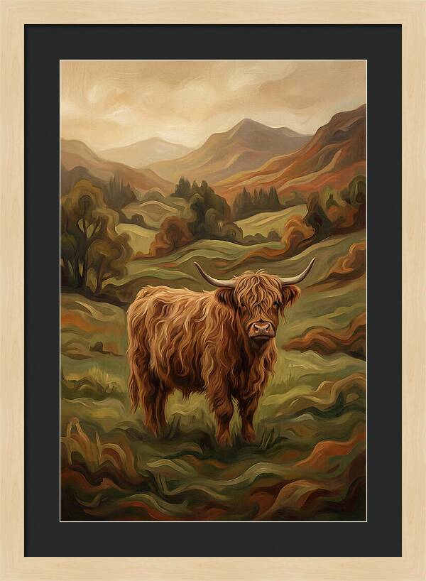 Highland Cow In Serene Landscape
