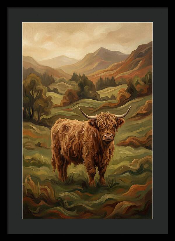 Highland Cow In Serene Landscape