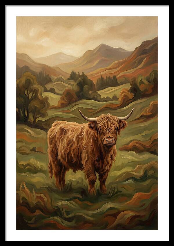 Highland Cow In Serene Landscape