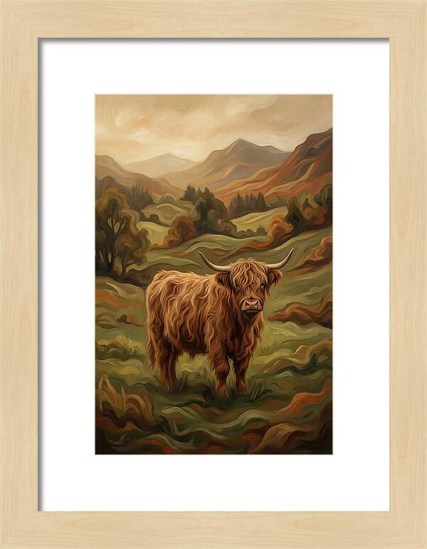 Highland Cow In Serene Landscape