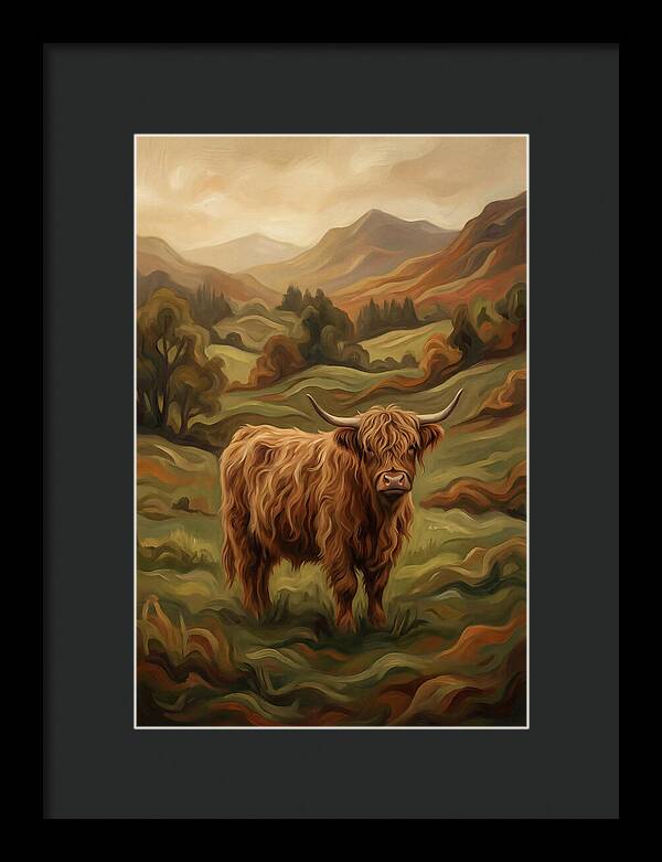Highland Cow In Serene Landscape