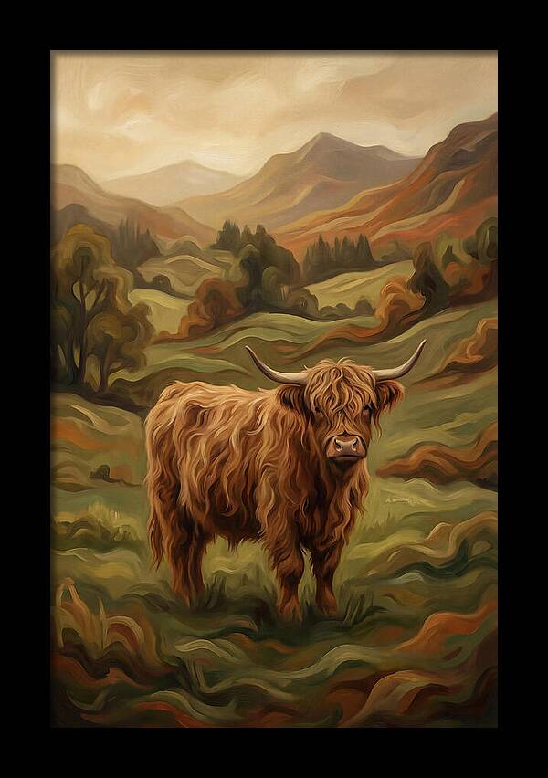 Highland Cow In Serene Landscape