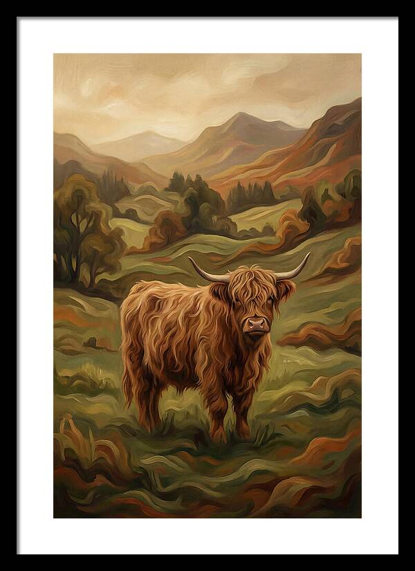 Highland Cow In Serene Landscape