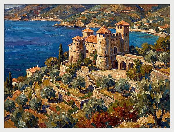 Hillside Castle Overlooking Sea