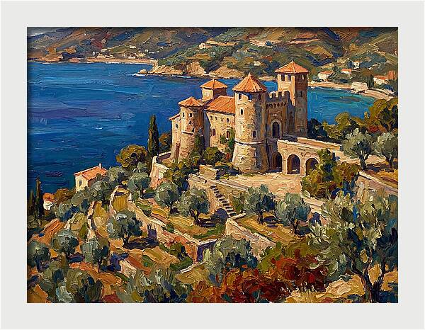Hillside Castle Overlooking Sea