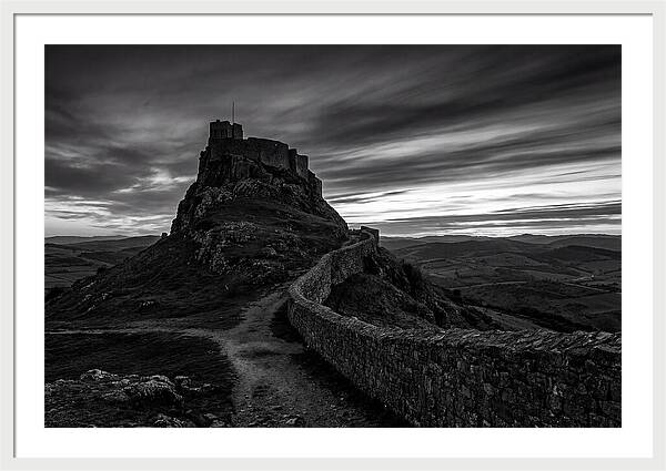 Hilltop Castle Silhouetted Against Sunset