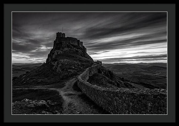 Hilltop Castle Silhouetted Against Sunset