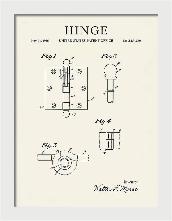 Hinge Minimalist Patent Us2154860a