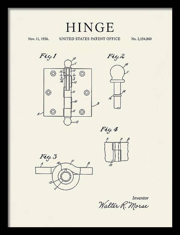 Hinge Minimalist Patent Us2154860a