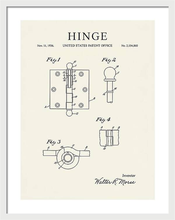 Hinge Minimalist Patent Us2154860a