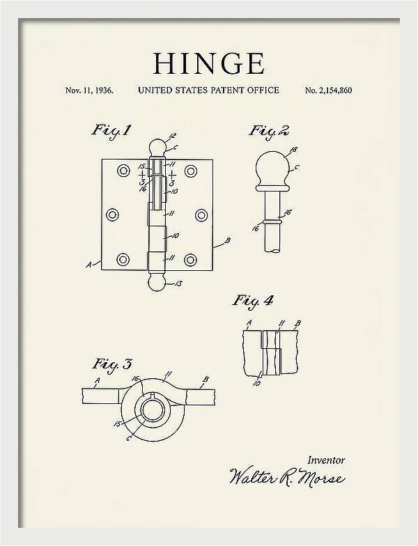 Hinge Minimalist Patent Us2154860a