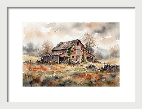 Historic Barn In Watercolor