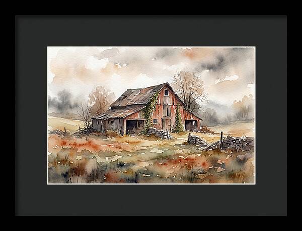 Historic Barn In Watercolor