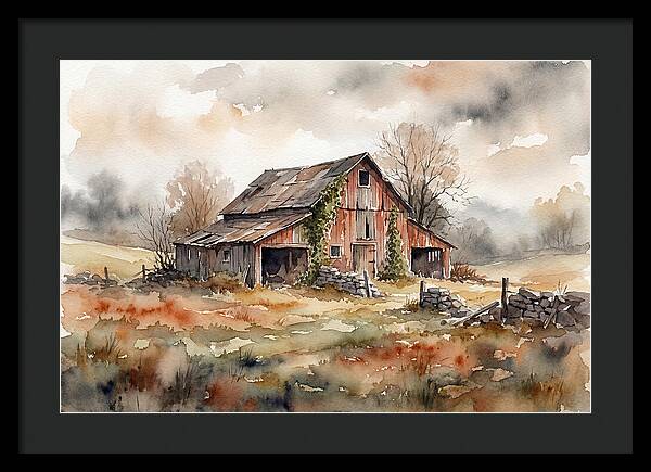 Historic Barn In Watercolor