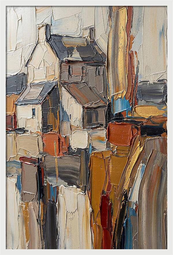 Historic Farmhouse In Palette Knife Style