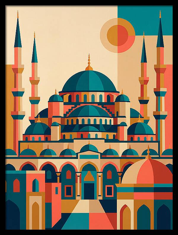 Historic Mosque In Vibrant Colors