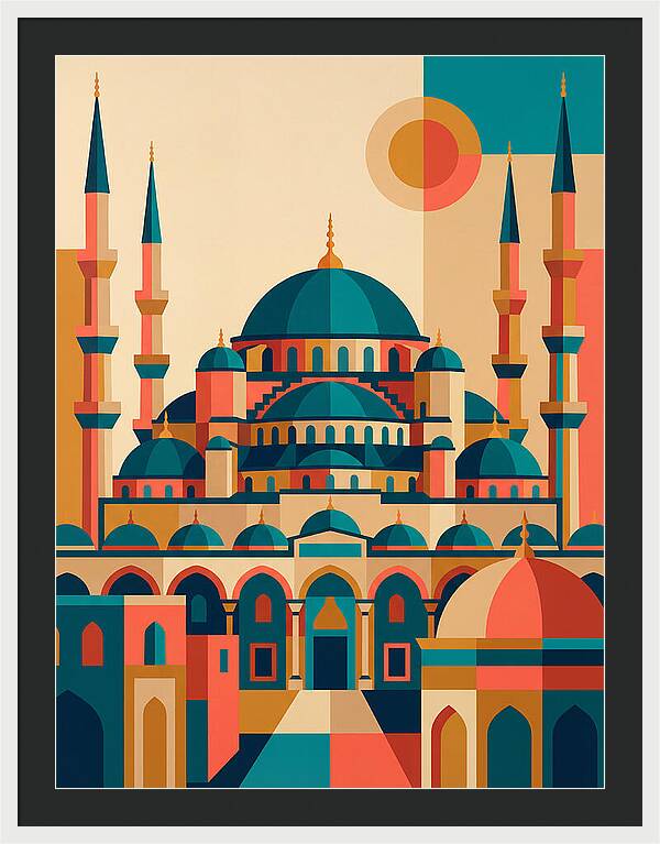 Historic Mosque In Vibrant Colors