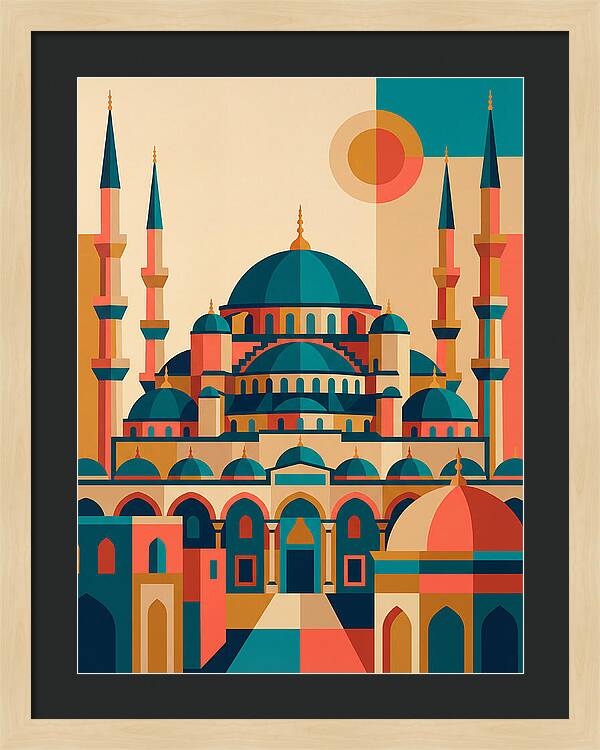 Historic Mosque In Vibrant Colors