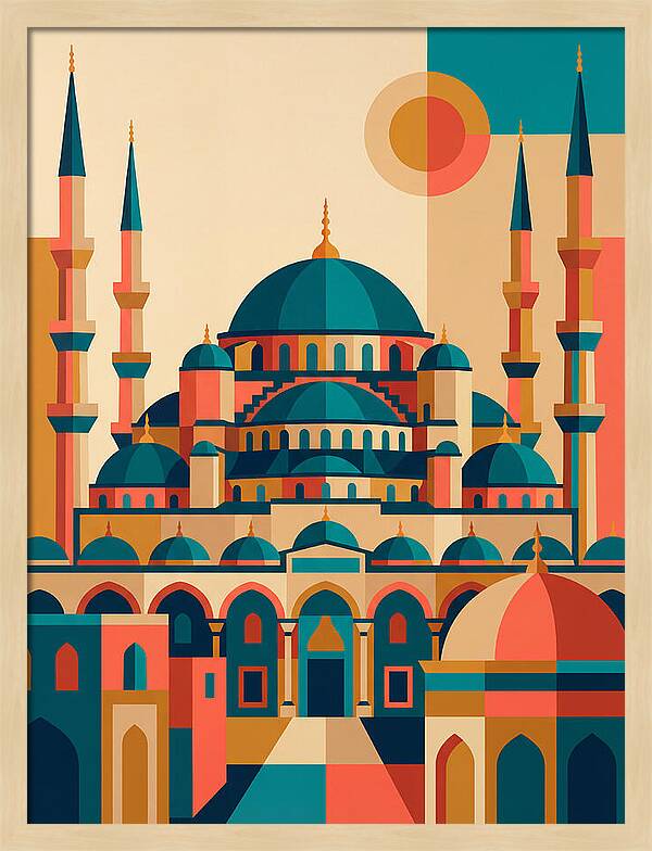 Historic Mosque In Vibrant Colors