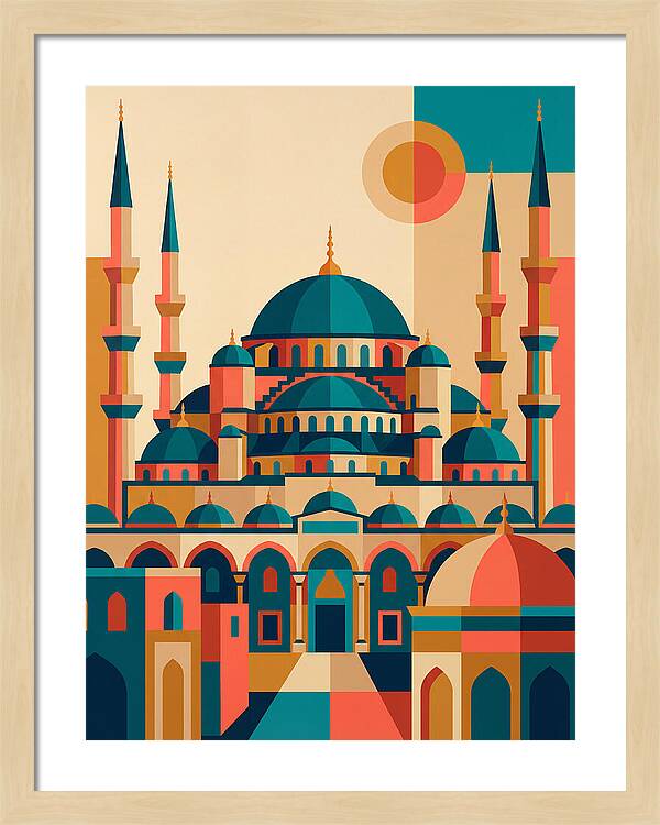 Historic Mosque In Vibrant Colors