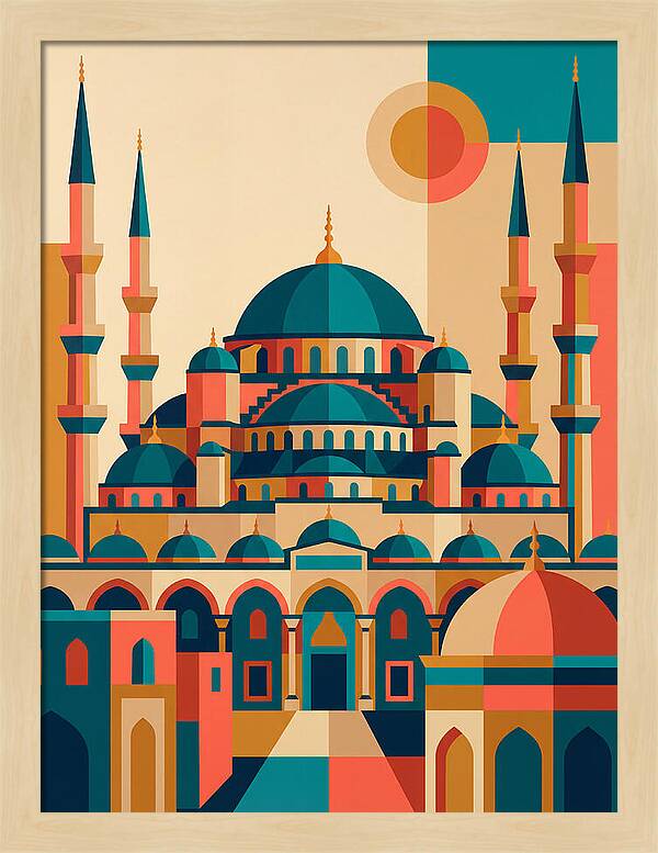 Historic Mosque In Vibrant Colors