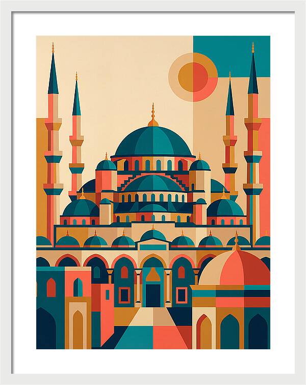 Historic Mosque In Vibrant Colors