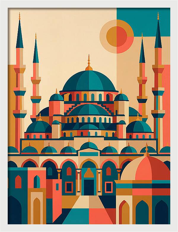 Historic Mosque In Vibrant Colors