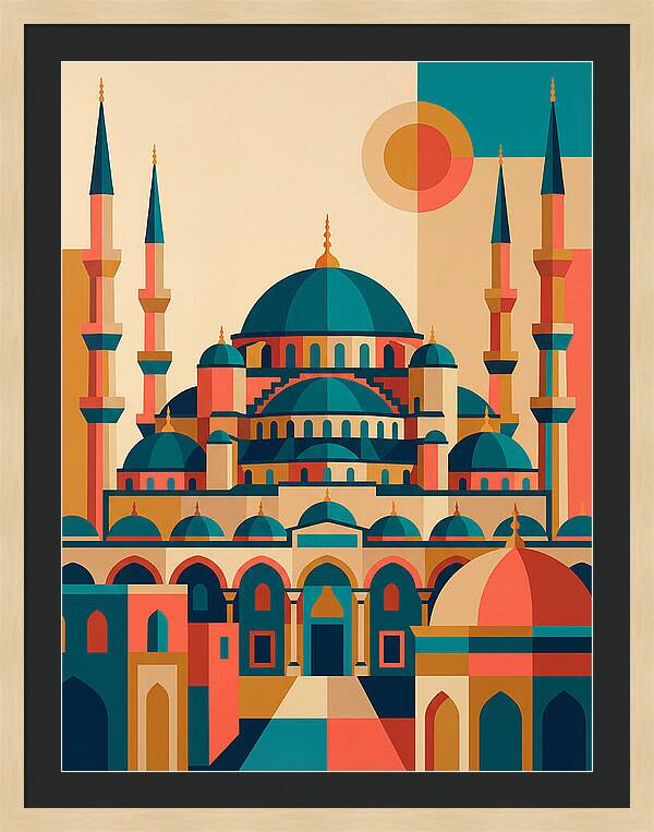 Historic Mosque In Vibrant Colors