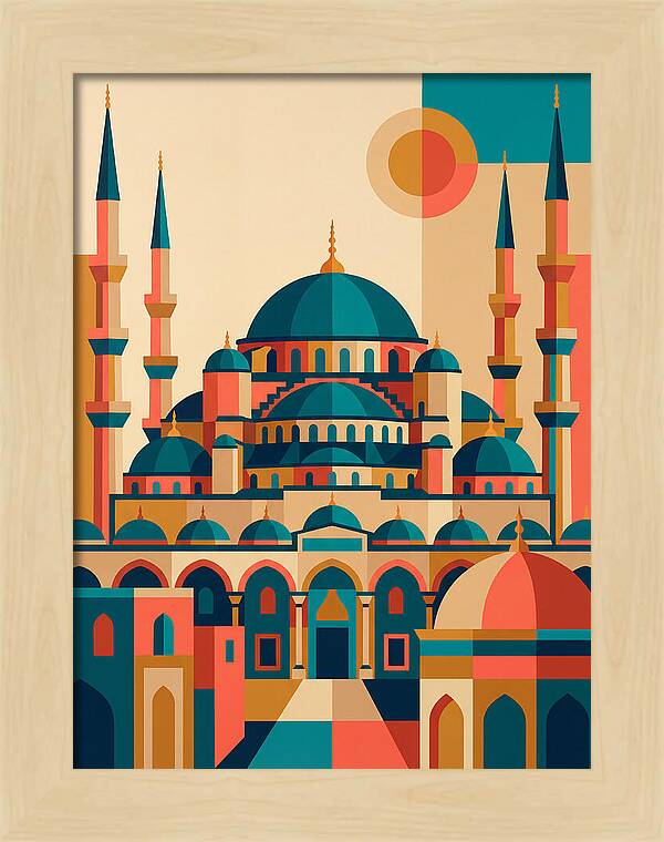 Historic Mosque In Vibrant Colors